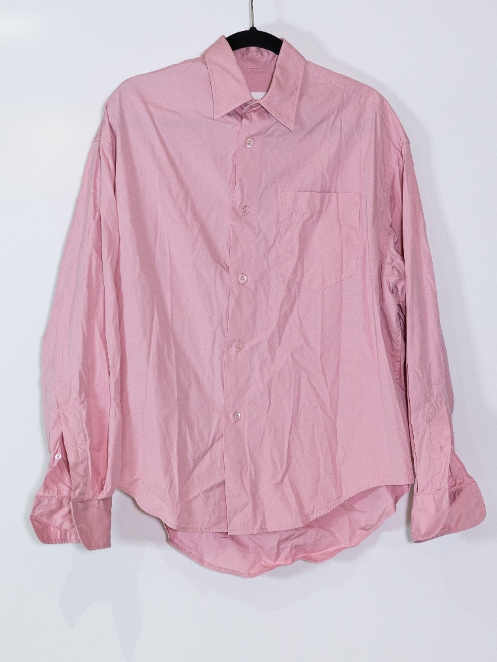 Ami Cotton Poplin Collared Long Sleeve Button Down Blouse Shirt Pink Small
